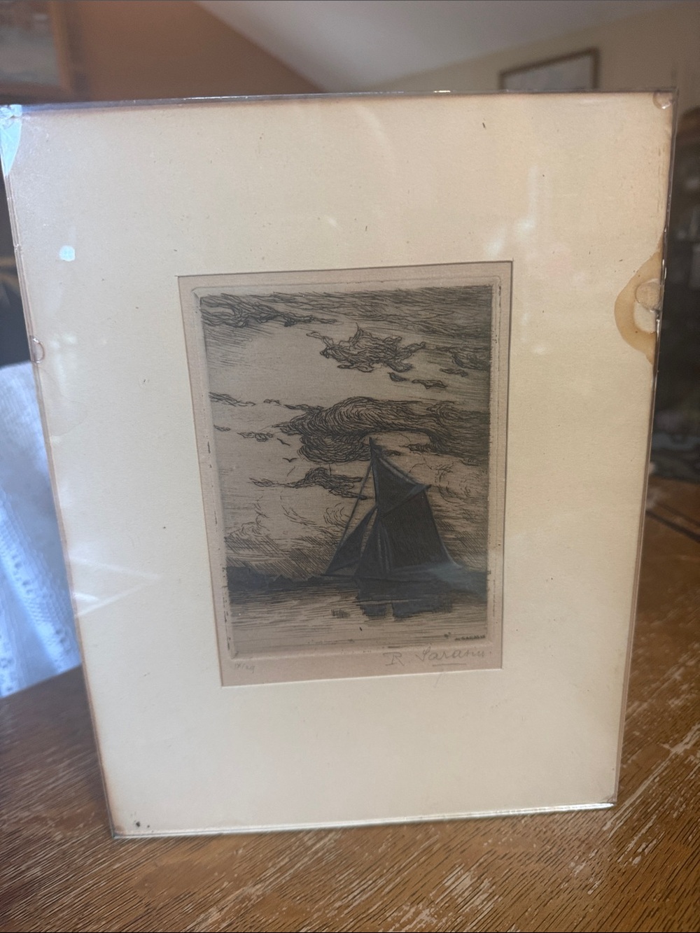 Regnault Sarasin Sailboat Art Etching
signed